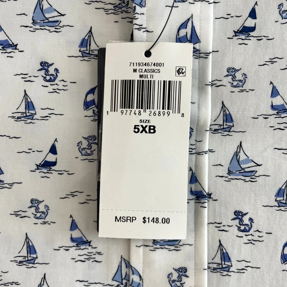 Polo‎ Ralph Lauren Mens 5XB Stretch Classic Fit Sailboat Print Shirt